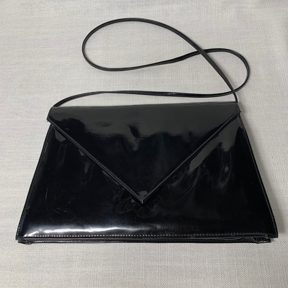 Vtg JR Patent Convertible Envelope Clutch Handbag